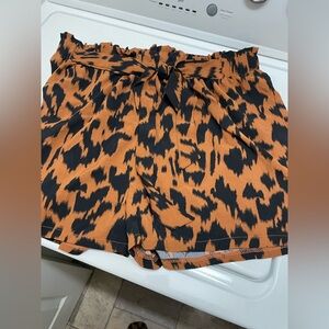 SHEIN Set High Waist Leopard Print Shorts - Black and Brown with Tank